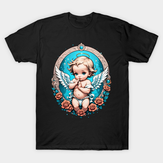 Praying Baby Boy Angel Cherub comic retro vintage by Neon City Bazaar